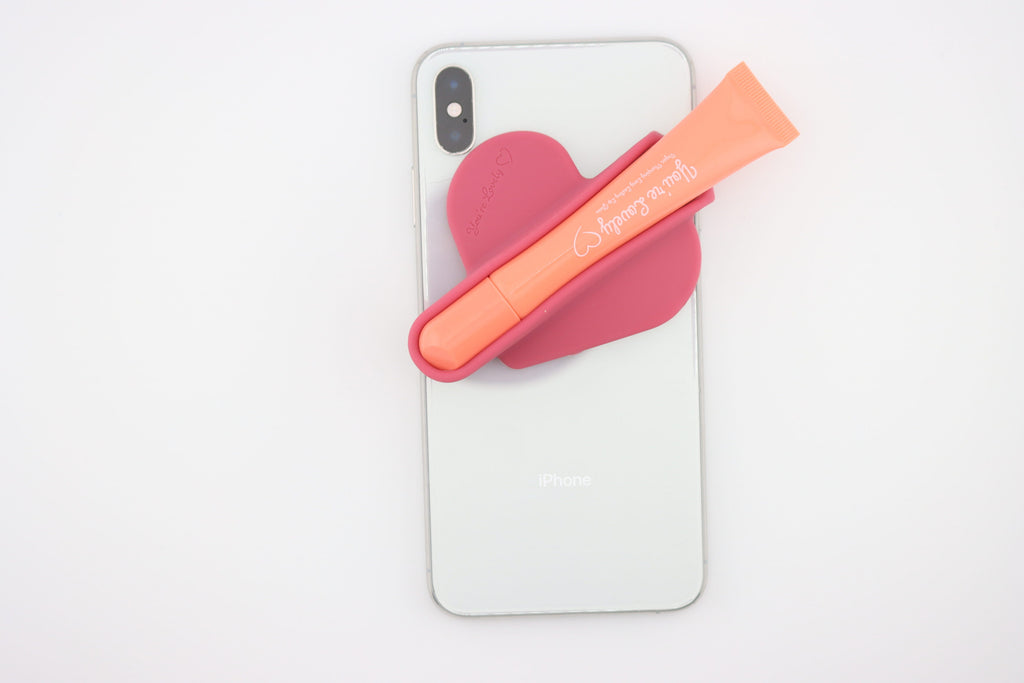 Lip Gloss Heart Phone Case (Dark Pink)